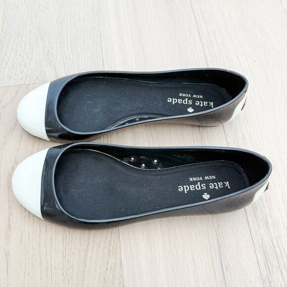Kate Spade Jelly Flats in Black White Womens Size 6 - Picture 2 of 8